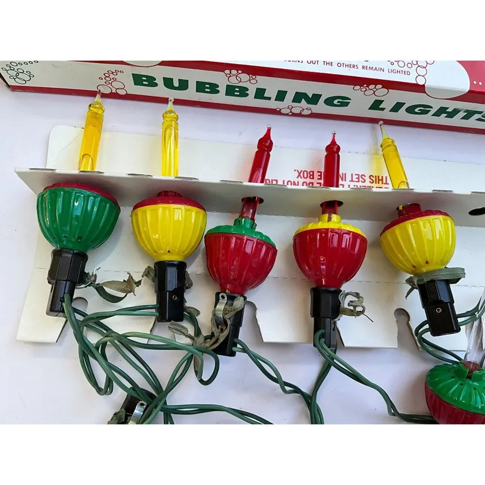 Vintage Christmas Bubble Lights with box 1970's Bubble Tree Lights